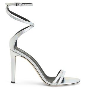 Giuseppe Zanotti Catia 105 Silver Metallic Ankle-Wrap Heels Sz 40.5 | Worn Once